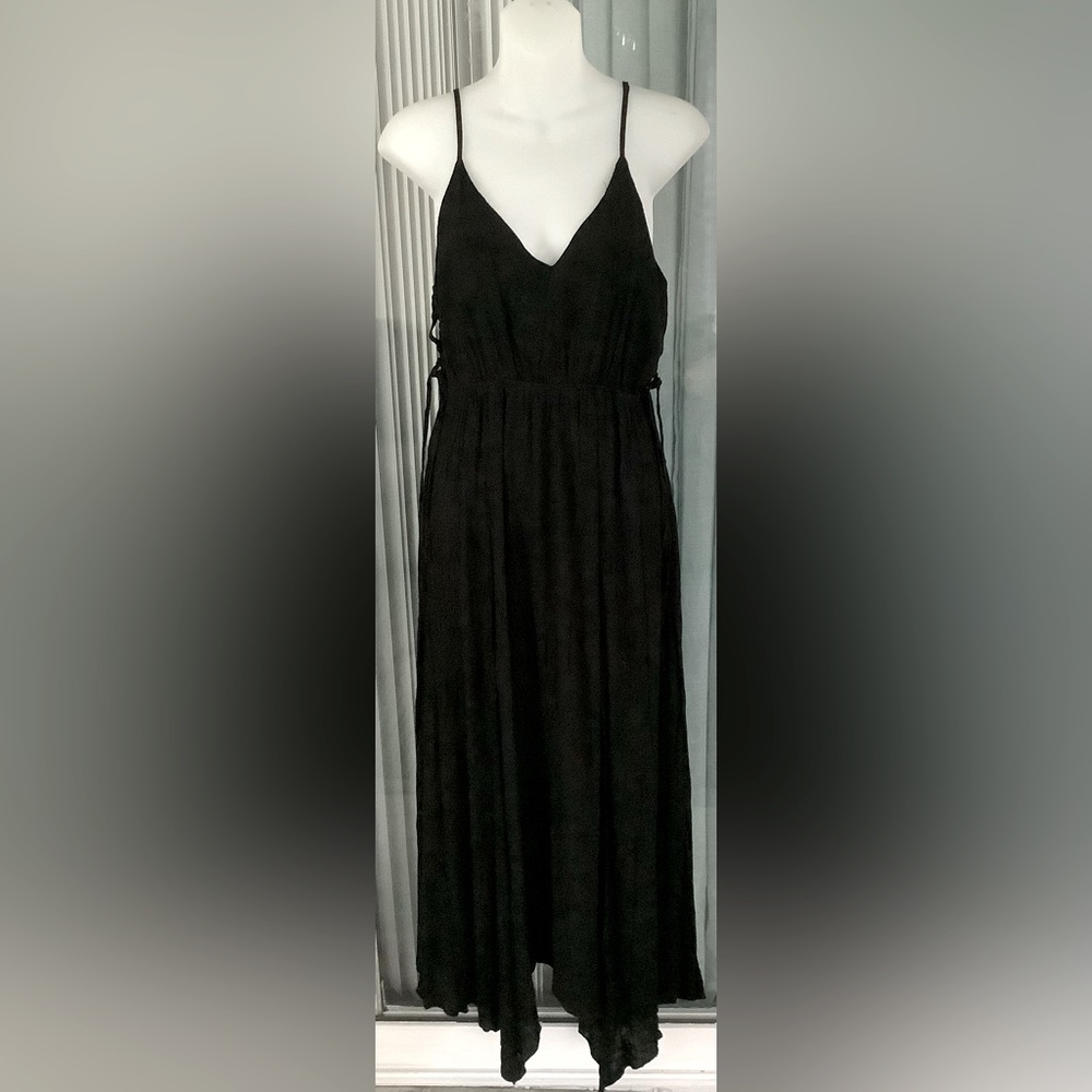 Ambiance Black Maxi/Midi V- Neck Dress NWOT